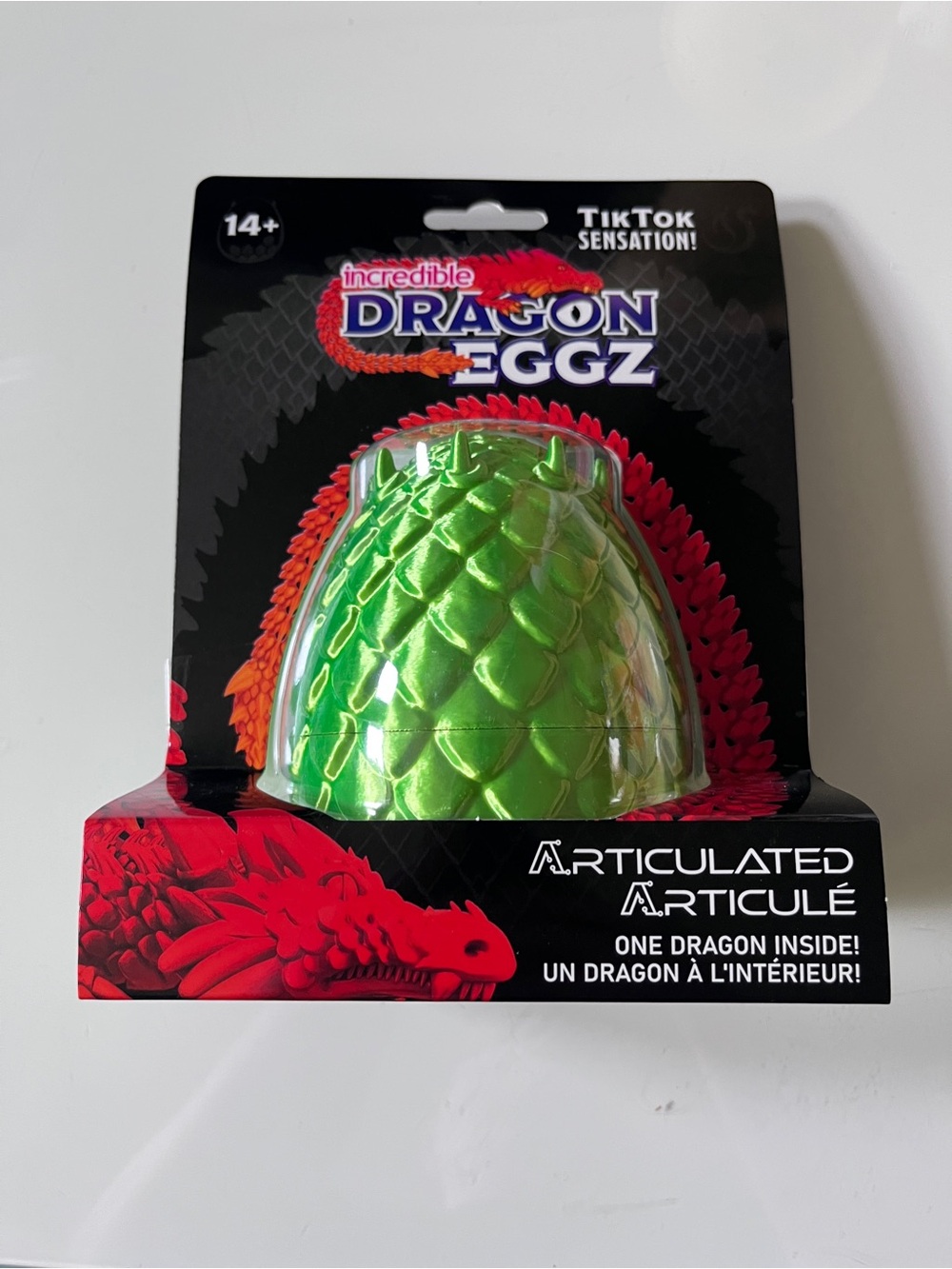 Incredible Dragon Eggz Articulated Dragon Green/Yellow - Brand New